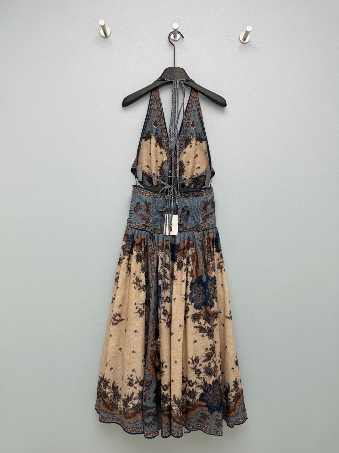 Paisley Cutout Halterneck Maxi Dress - Brown Multicolor - View 7