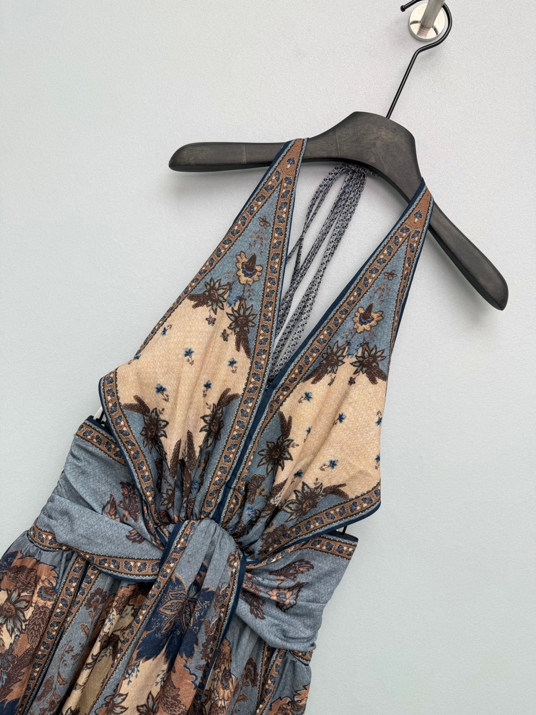 Paisley Cutout Halterneck Maxi Dress - Brown Multicolor - View 2
