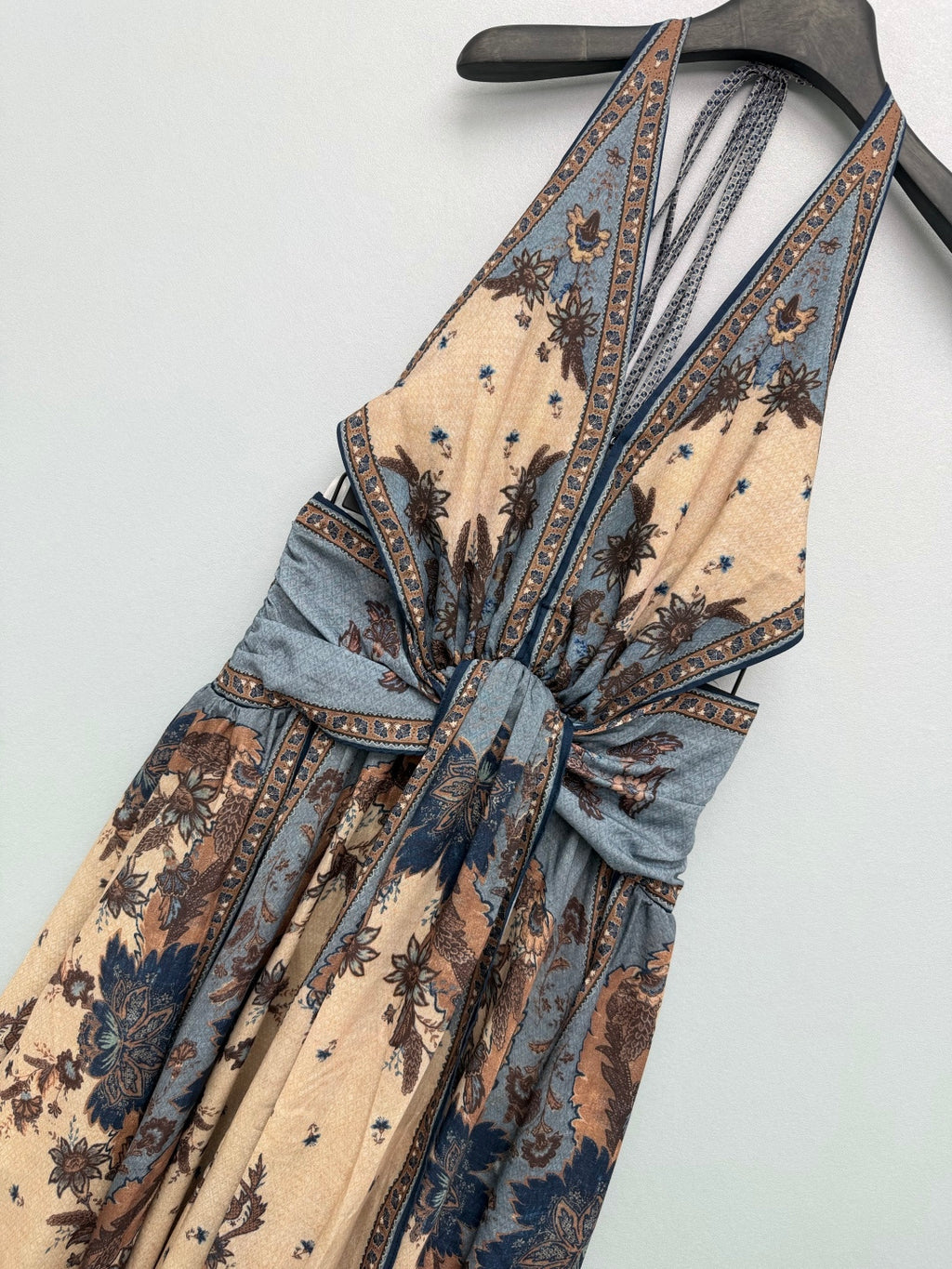 Paisley Cutout Halterneck Maxi Dress - Brown Multicolor - View 3
