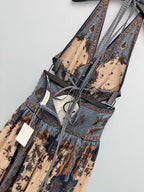 Paisley Cutout Halterneck Maxi Dress - Brown Multicolor - View 9