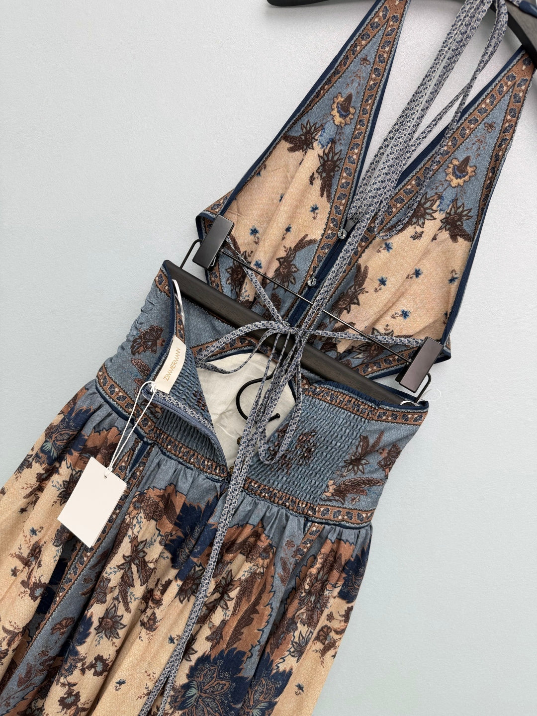 Paisley Cutout Halterneck Maxi Dress - Brown Multicolor - View 9