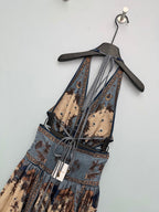 Paisley Cutout Halterneck Maxi Dress - Brown Multicolor - View 8