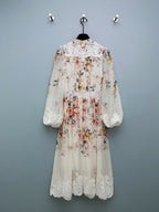 Lace-Trim Floral Maxi Dress - Ivory Floral - View 9