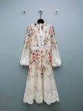 Lace-Trim Floral Maxi Dress - Ivory Floral - View 1