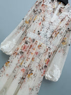 Lace-Trim Floral Maxi Dress - Ivory Floral - View 4