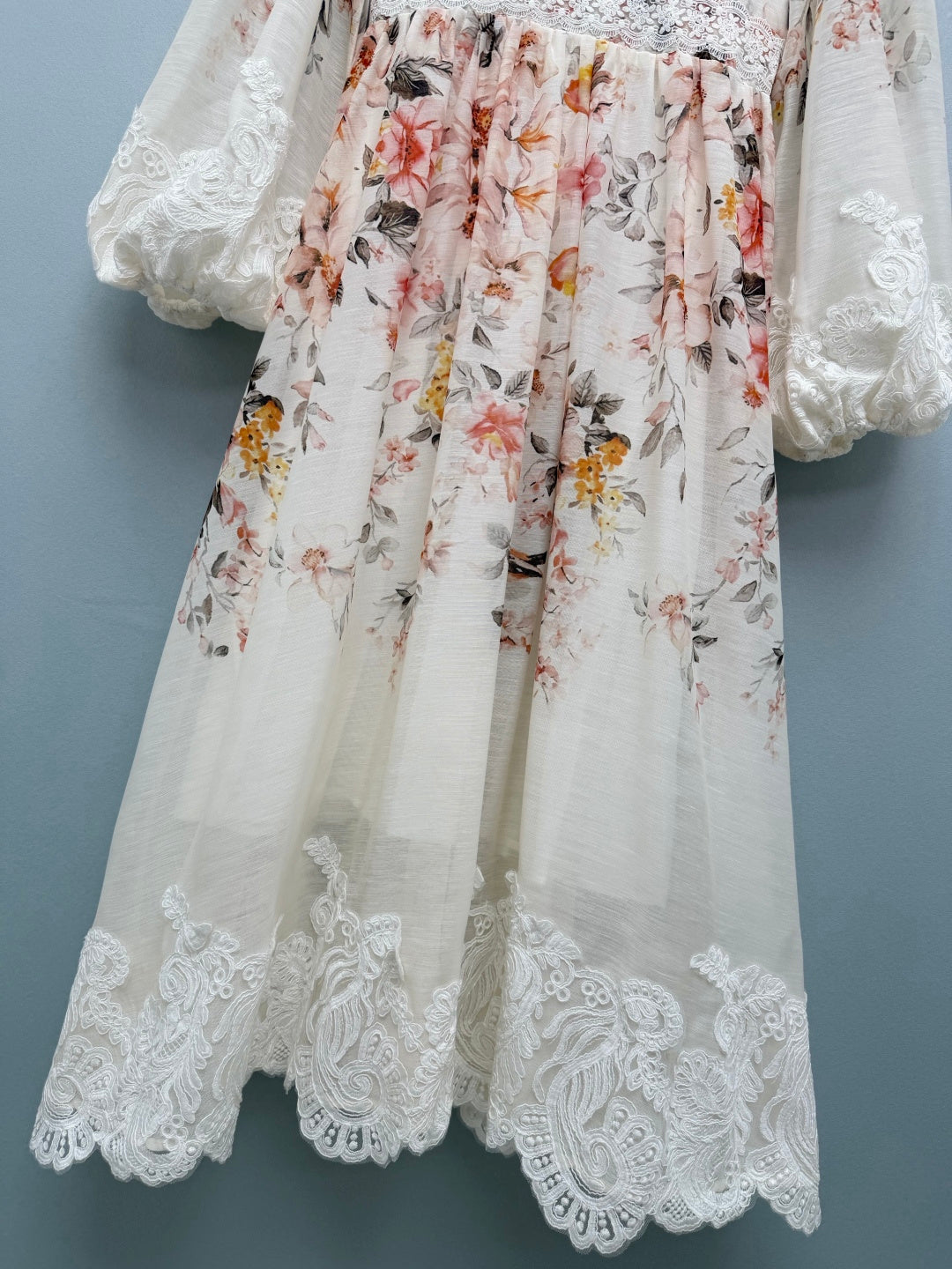 Lace-Trim Floral Maxi Dress - Ivory Floral - View 6