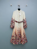 Embellished Floral High-Neck Maxi Dress - Ivory Ombre - View 1