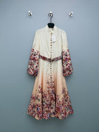 Embellished Floral High-Neck Maxi Dress - Ivory Ombre - View 1