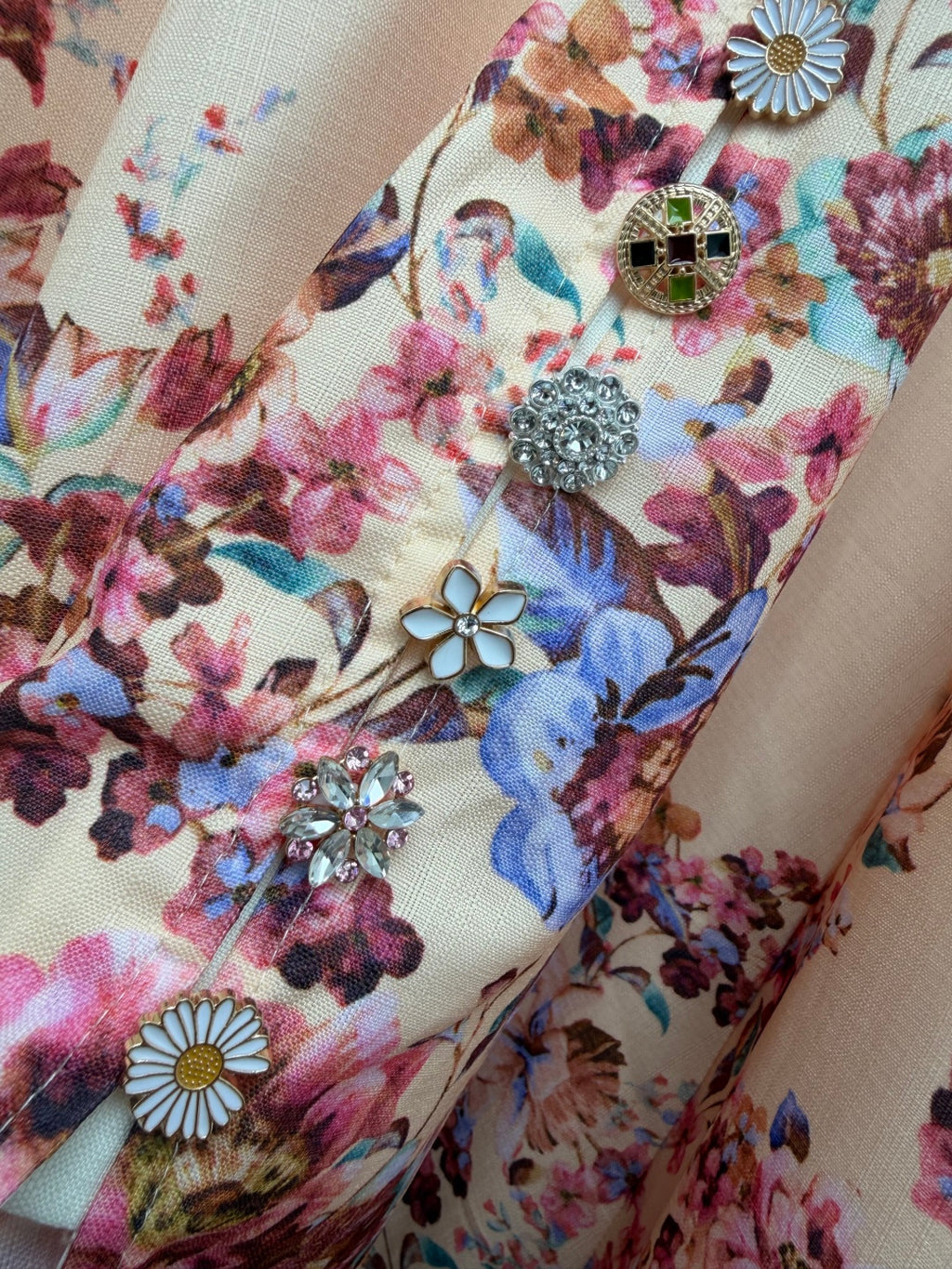 Embellished Floral High-Neck Maxi Dress - Ivory Ombre - View 6