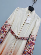 Embellished Floral High-Neck Maxi Dress - Ivory Ombre - View 3