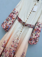 Embellished Floral High-Neck Maxi Dress - Ivory Ombre - View 4