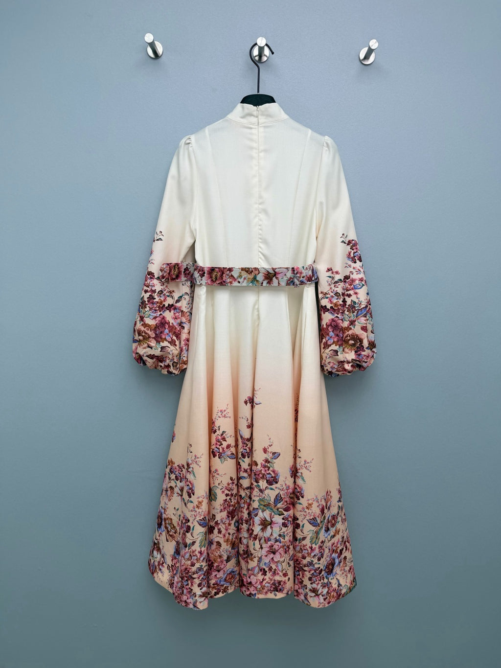 Embellished Floral High-Neck Maxi Dress - Ivory Ombre - View 9
