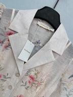 Bird Print Scarf-Belt Shirt Dress - Ivory Multicolor - View 2