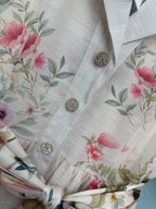 Bird Print Scarf-Belt Shirt Dress - Ivory Multicolor - View 3