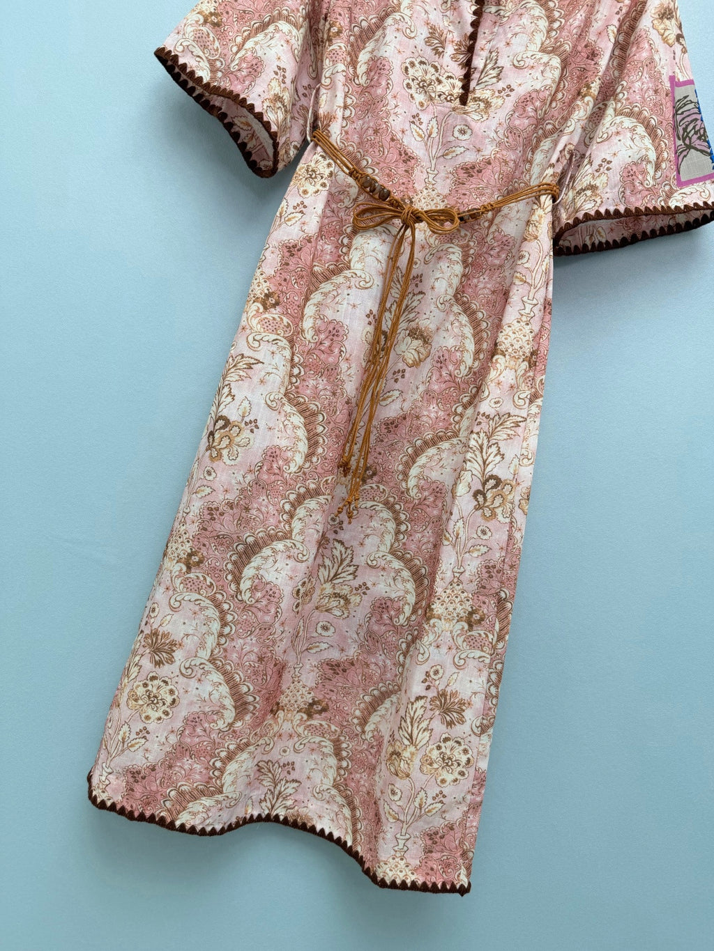 Bohemian Paisley Shirt Maxi Dress - Blush Pink Paisley - View 7