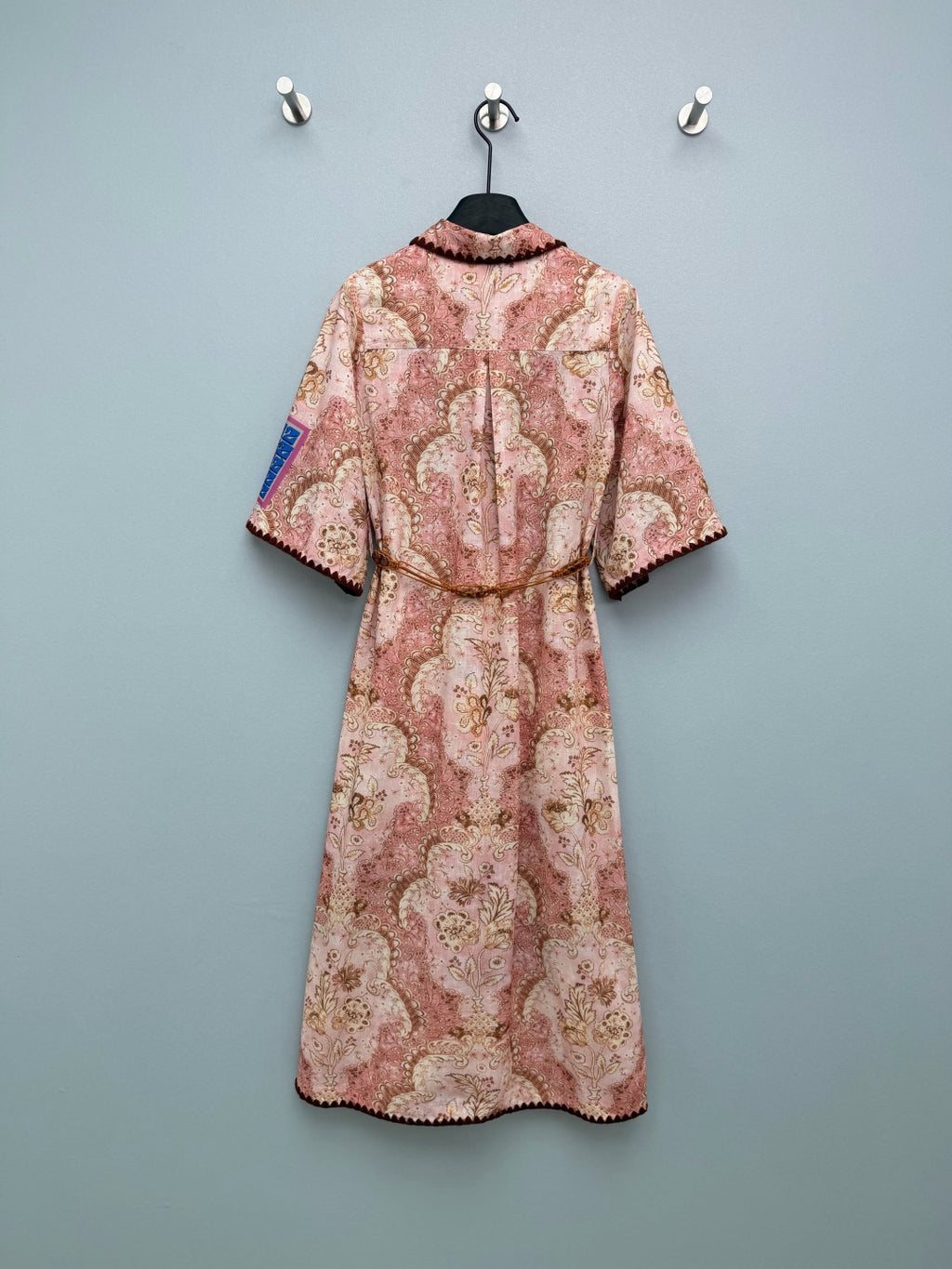Bohemian Paisley Shirt Maxi Dress - Blush Pink Paisley - View 9