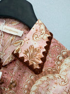 Bohemian Paisley Shirt Maxi Dress - Blush Pink Paisley - View 3