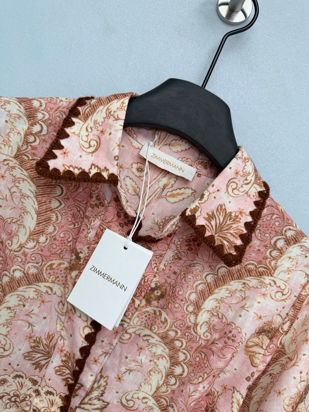 Bohemian Paisley Shirt Maxi Dress - Blush Pink Paisley - View 2