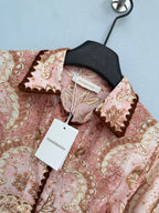 Bohemian Paisley Shirt Maxi Dress - Blush Pink Paisley - View 2