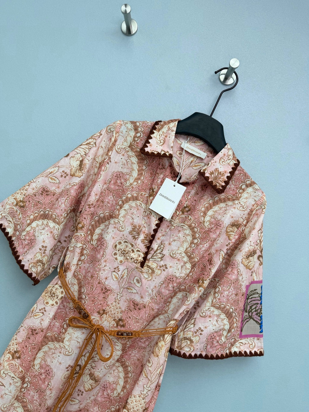 Bohemian Paisley Shirt Maxi Dress - Blush Pink Paisley - View 4