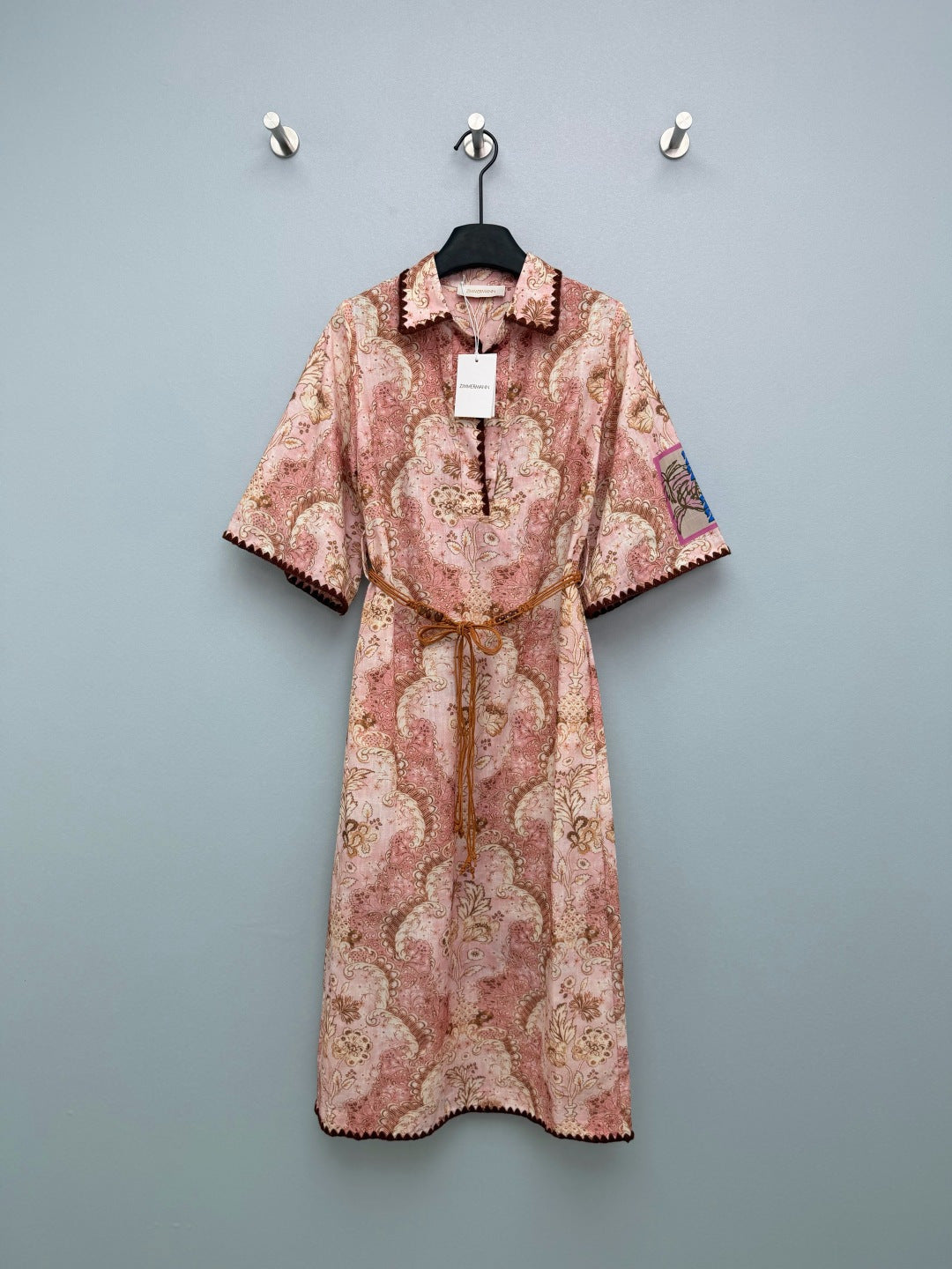 Bohemian Paisley Shirt Maxi Dress - Blush Pink Paisley - View 1