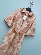 Bohemian Paisley Shirt Maxi Dress - Blush Pink Paisley - View 5