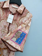 Bohemian Paisley Shirt Maxi Dress - Blush Pink Paisley - View 6