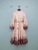 Floral Scarf-Belt High-Neck Maxi Dress - Blush Pink - View 18