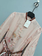Floral Scarf-Belt High-Neck Maxi Dress - Blush Pink - View 12