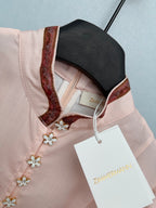 Floral Scarf-Belt High-Neck Maxi Dress - Blush Pink - View 11