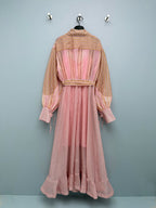 Striped Belted Shirt Maxi Dress - Blush Pink Stripe - View 8