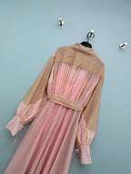 Striped Belted Shirt Maxi Dress - Blush Pink Stripe - View 9