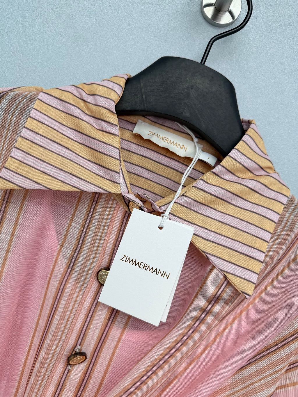 Striped Belted Shirt Maxi Dress - Blush Pink Stripe - View 2