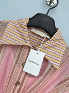 Striped Belted Shirt Maxi Dress - Blush Pink Stripe - View 2