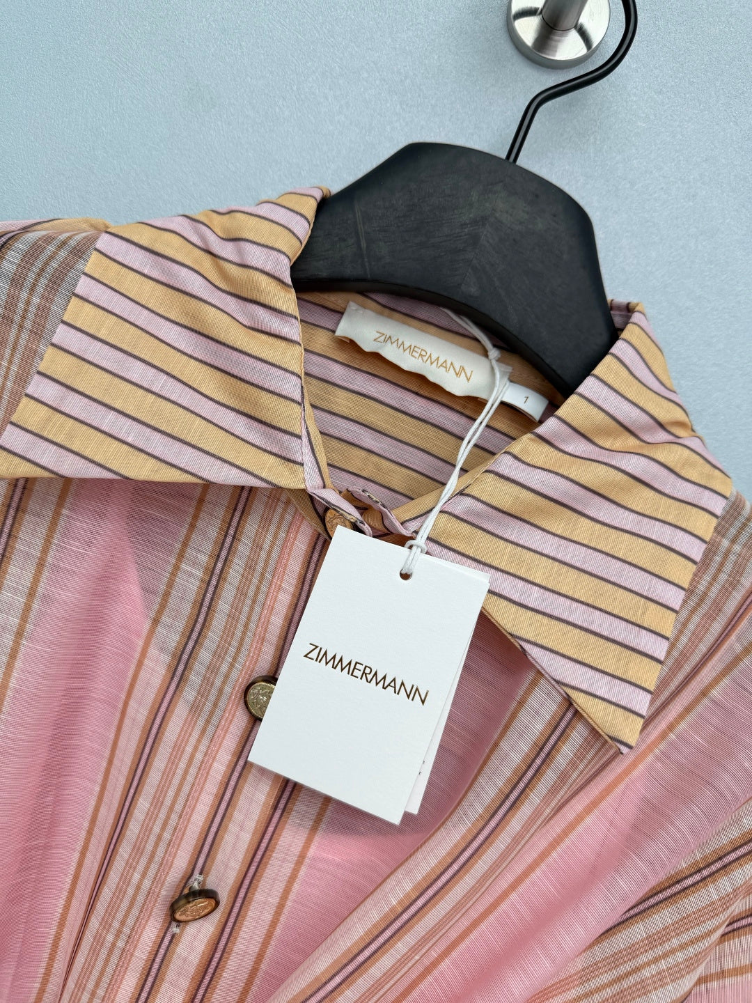 Striped Belted Shirt Maxi Dress - Blush Pink Stripe - View 2
