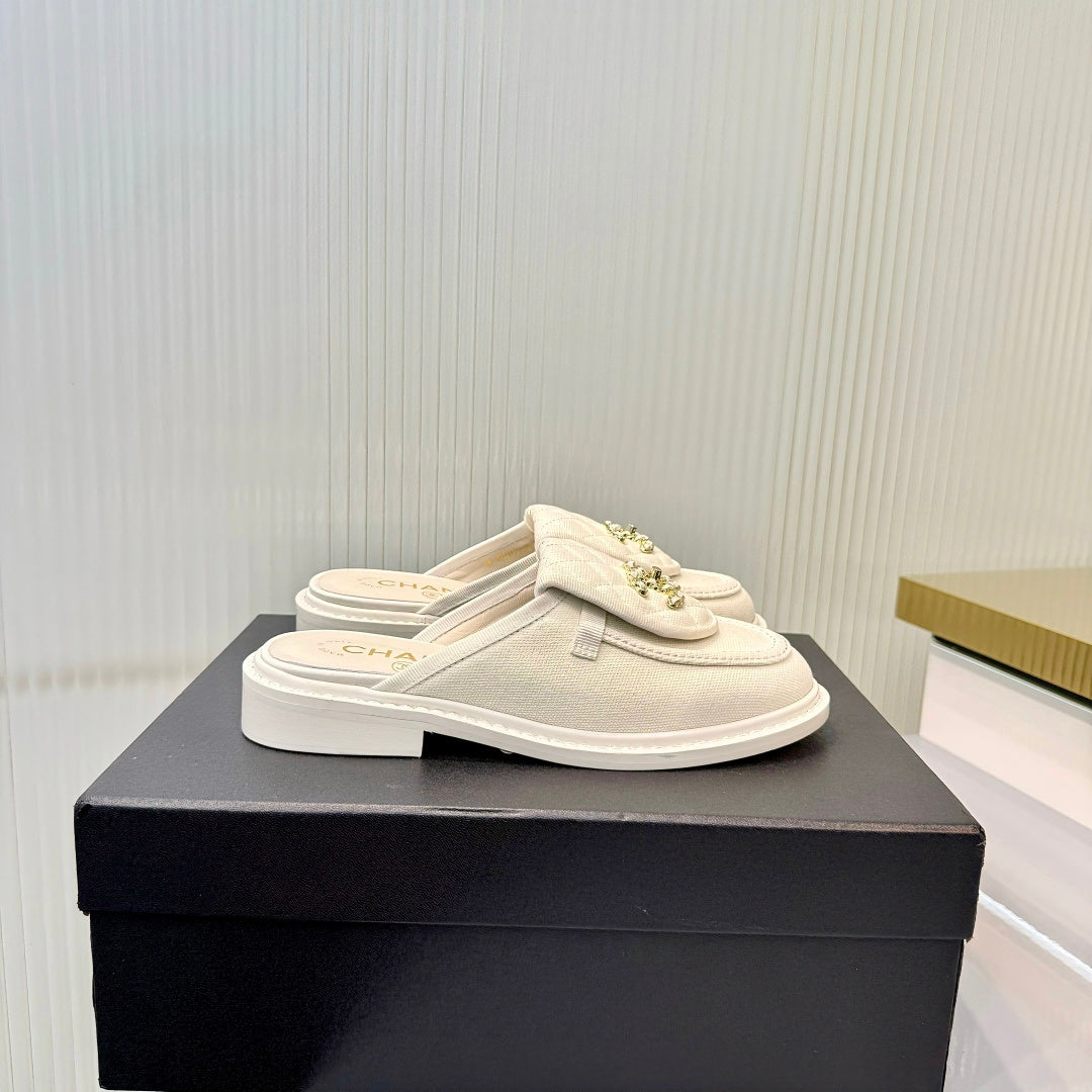 Turn-Lock Mule Slides - White - View 1