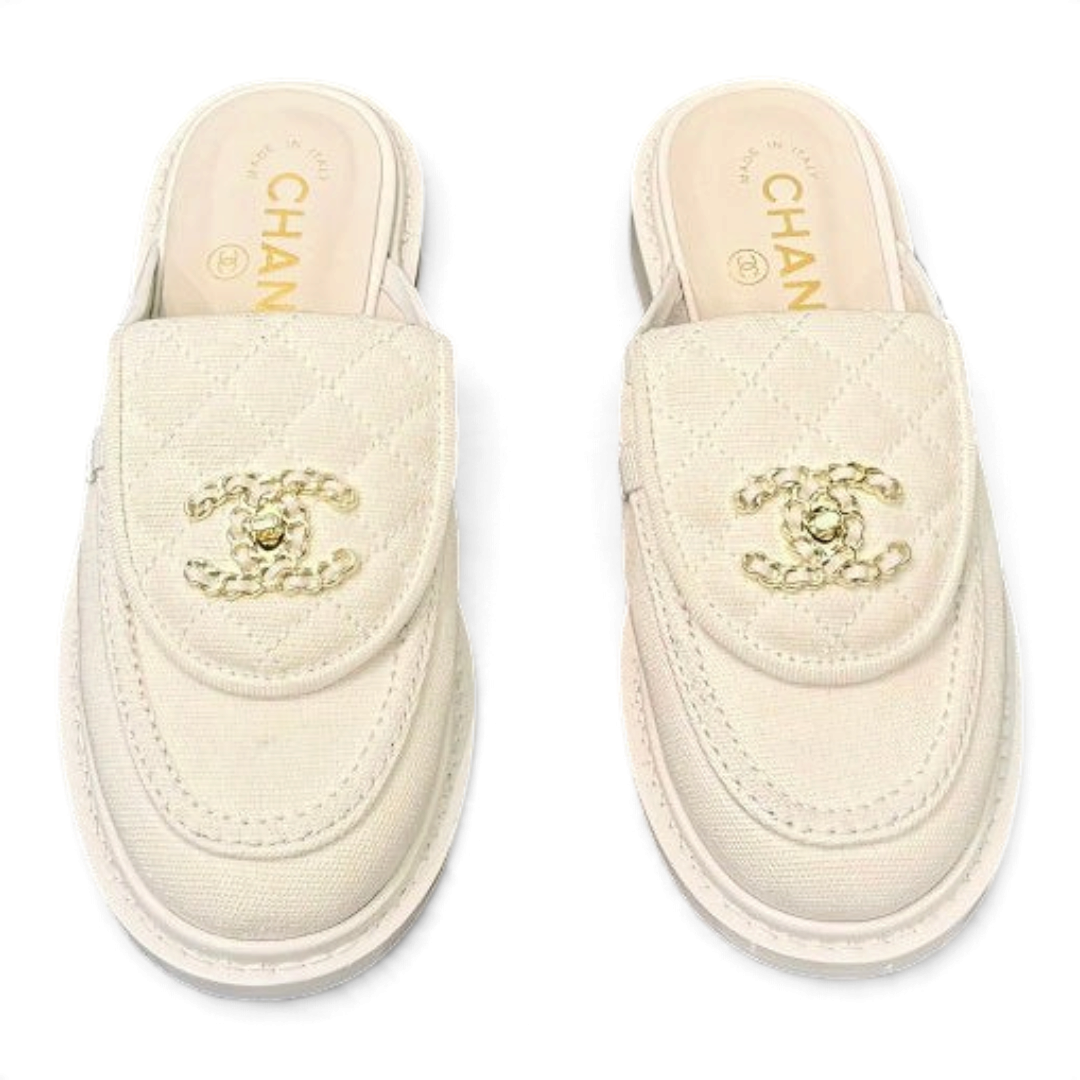 Turn-Lock Mule Slides - White - View 6