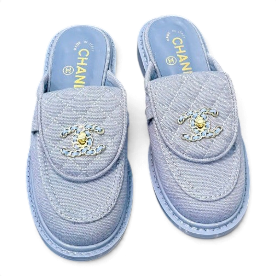 Turn-Lock Mule Slides - Light Blue - View 5