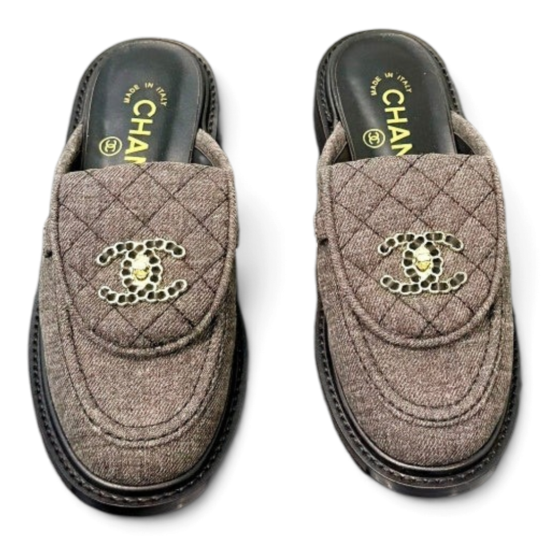Turn-Lock Mule Slides - Charcoal Grey - View 5