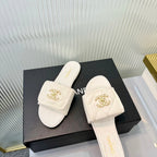 Quilted Double C Slide Sandals - White - View 5