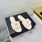 Quilted Double C Slide Sandals - White - View 8