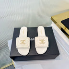 Quilted Double C Slide Sandals - White - View 2