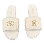 Quilted Double C Slide Sandals - White - View 2