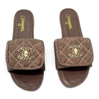 Quilted Double C Slide Sandals - Brown - View 4