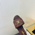 Quilted Double C Slide Sandals - Brown - View 7