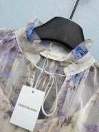 Floral Scarf-Belt Ruffle Maxi Dress - Lavender Blue - View 2