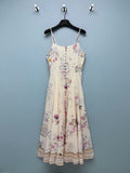 French Floral Button-Front Maxi Dress - Ivory Pink Floral - View 1