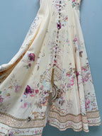French Floral Button-Front Maxi Dress - Ivory Pink Floral - View 6