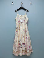 French Floral Button-Front Maxi Dress - Ivory Pink Floral - View 9
