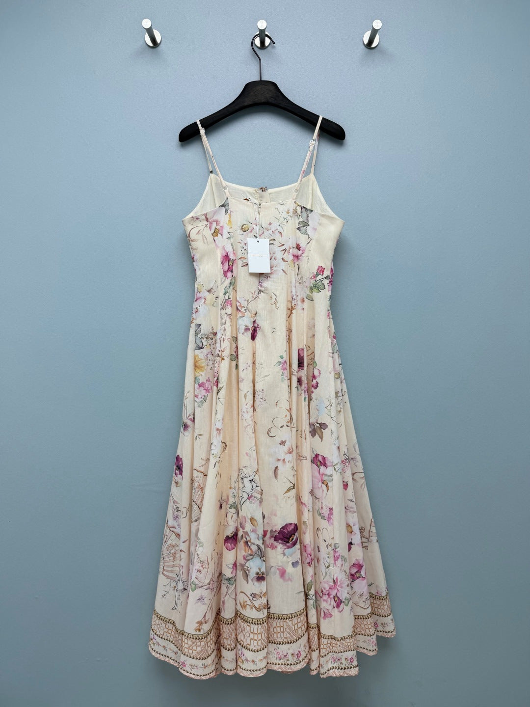 French Floral Button-Front Maxi Dress - Ivory Pink Floral - View 9